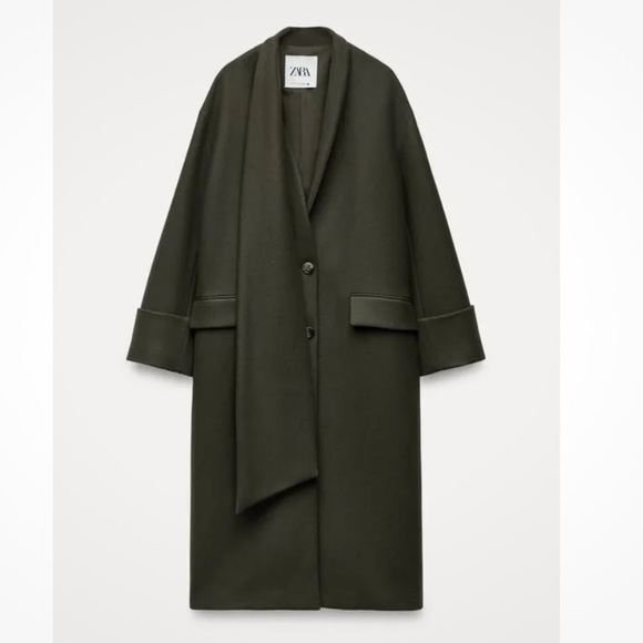Zara Manteco Wool Scarf Coat ZW collection - Picture 4 of 16